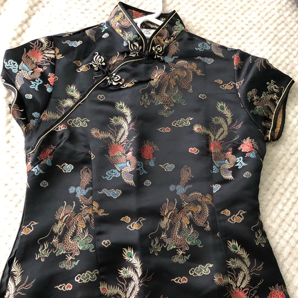 🎉HP🎉Vintage Black and gold CHEONGSAM QIPAO NWOT - Picture 2 of 11